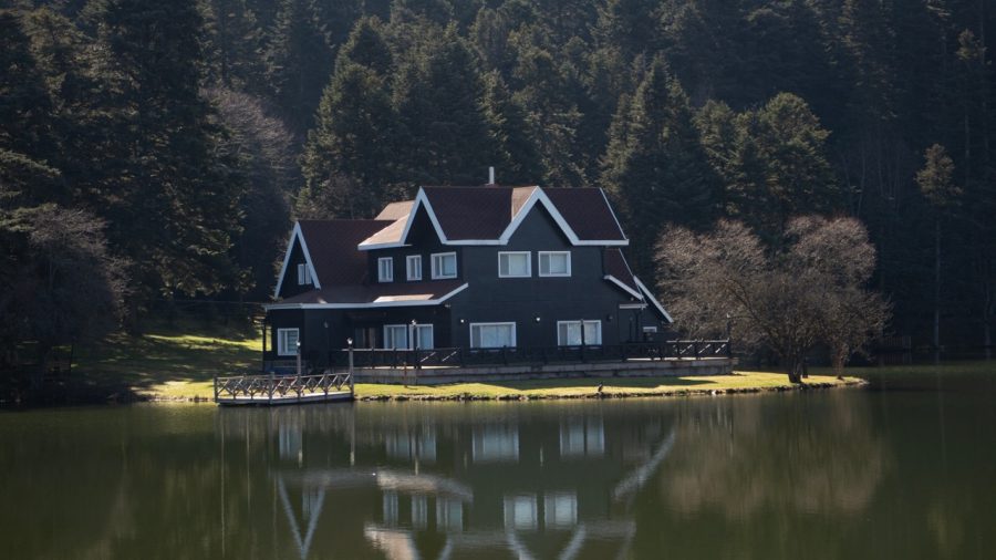 a beautiful house by the lake